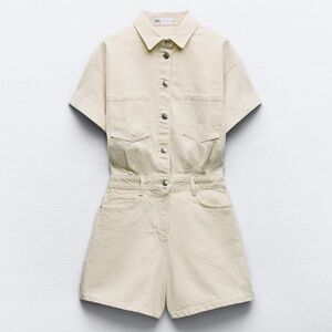 Zara Denim Shorts Jumpsuit